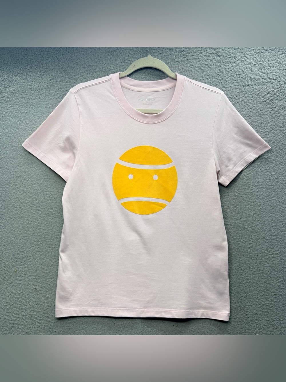Tory Burch Sport Little Grumps Pink Yellow Tennis Ball T-shirt Tee Top Size L